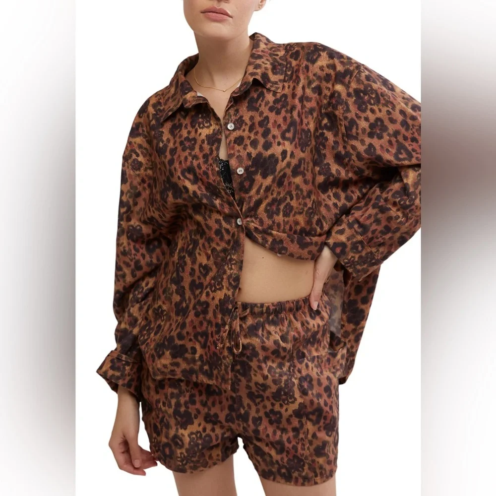{Free People Intimately} Early Morning Cotton Shorts Pajamas in Natural Combo